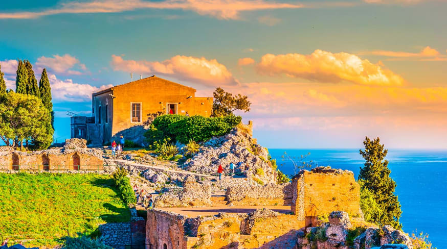 He ruins of taormina theater at