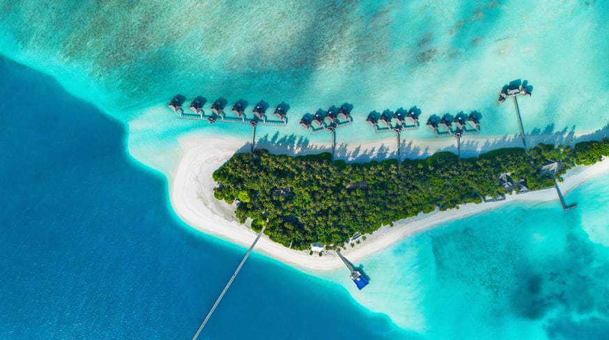 Conrad maldives rangali water villa vista aerea