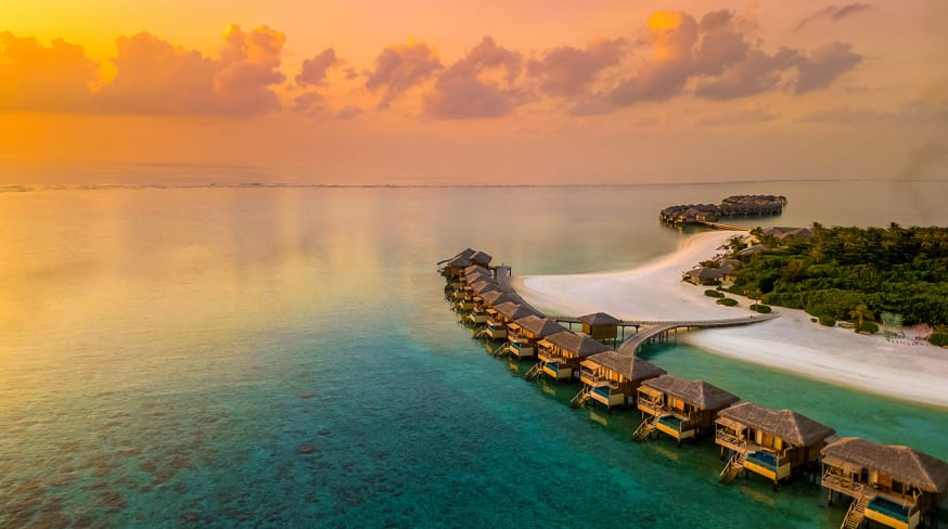 Sunset aerial view you and me maldives
