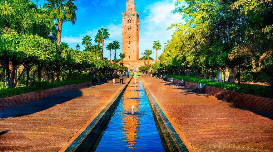 Marrocos marrakech minarete da mesquita de koutoubia