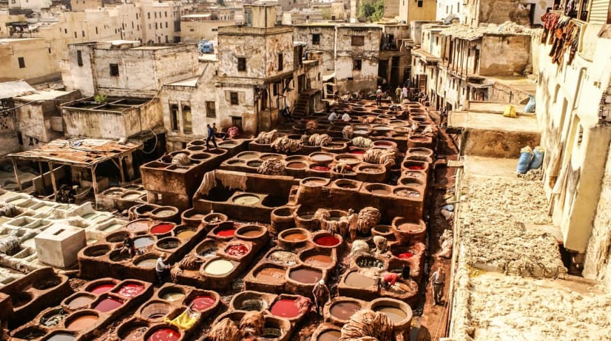 Pacote Marrocos, ponto turístico curtumes, Fez, Marrocos