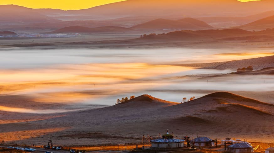 Pradaria no outono interior da China, Mongólia