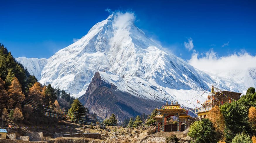 Ponto turístico Monte Manaslu, Himalaia, Nepal
