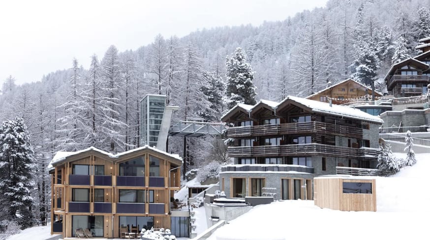 Vista do hotel no inverno
