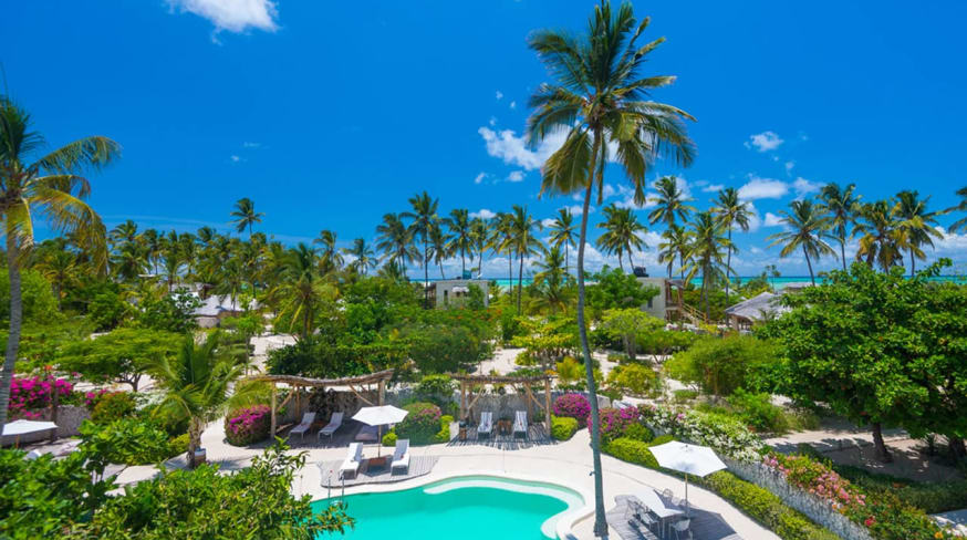 Zanzibar white sand luxury villas vista aerea