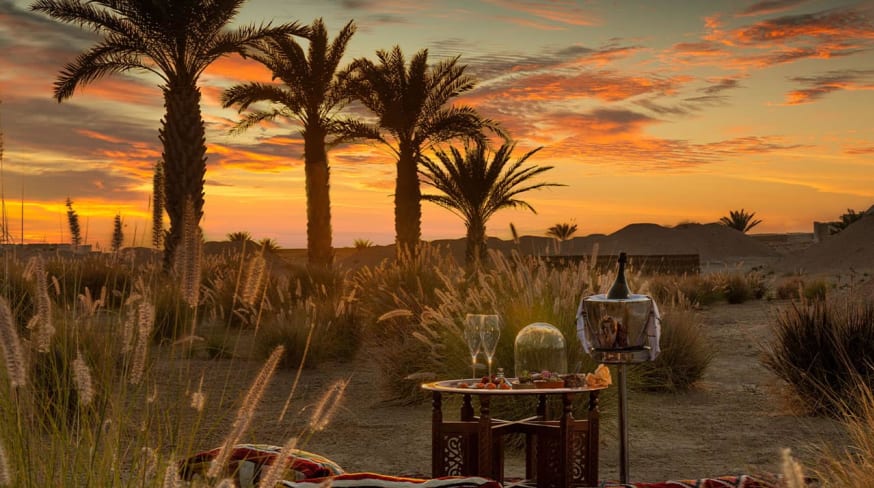 Anantara sahara tozeur resort champagne sunset view