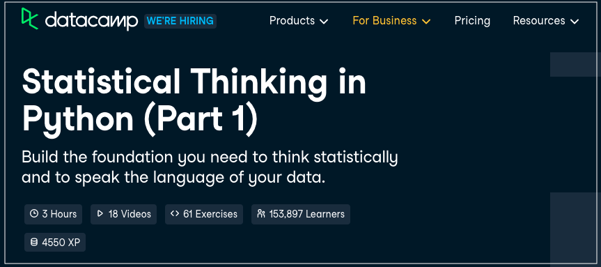 Statistical Thinking in Python for data science
