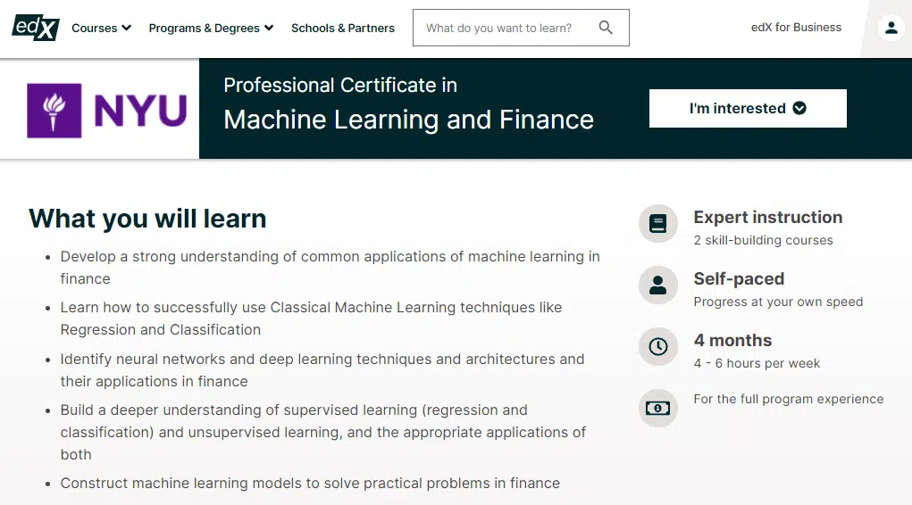 Machine Learning Finance