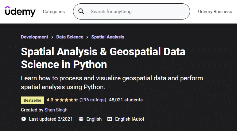 Spatial Analysis and Geospatial Data Science in Python