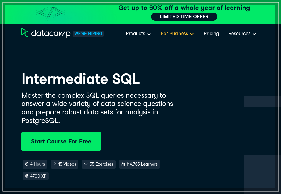 Intermediate SQL for Data Science