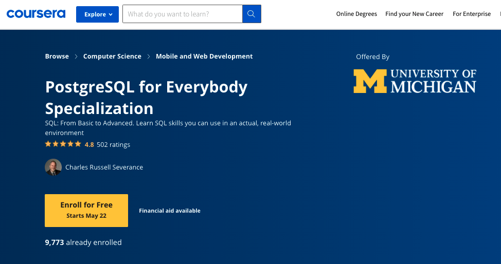 PostgreSQL for Everybody