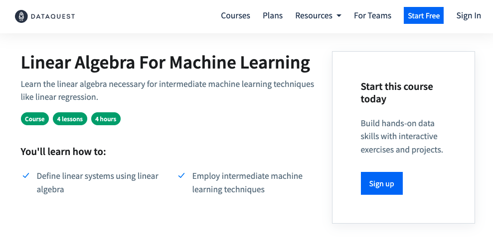 Linear Algebra for Data Science