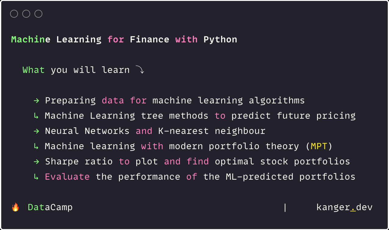 Machine Learning for Finance Course