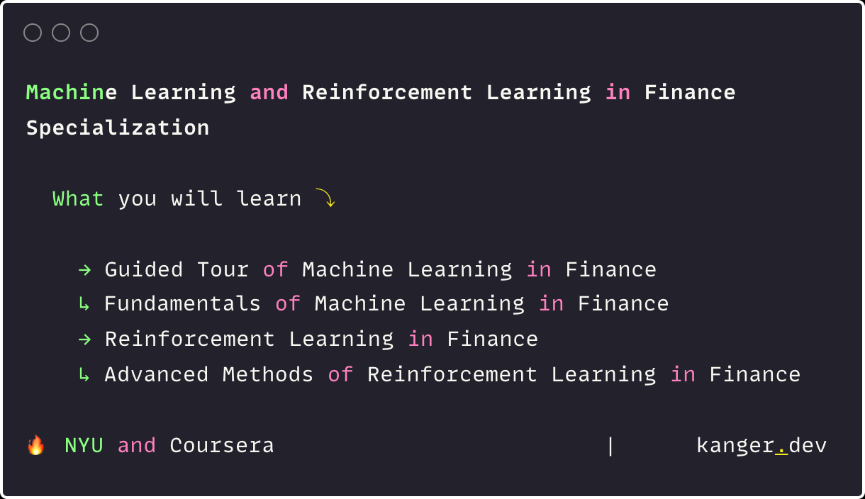 Reinforcement Learning in Finance Course