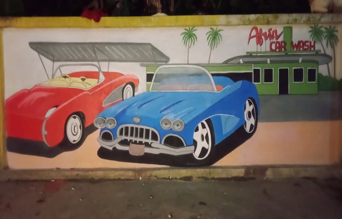 Afrin Car Wash...acrilic On The Wall, 1.5 X 4 Meter
