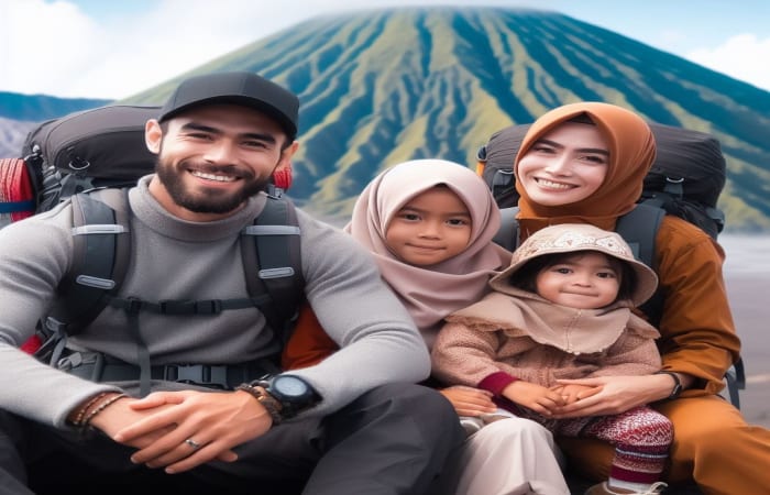 Foto Bersama Keluarga Di Gunung Bromo