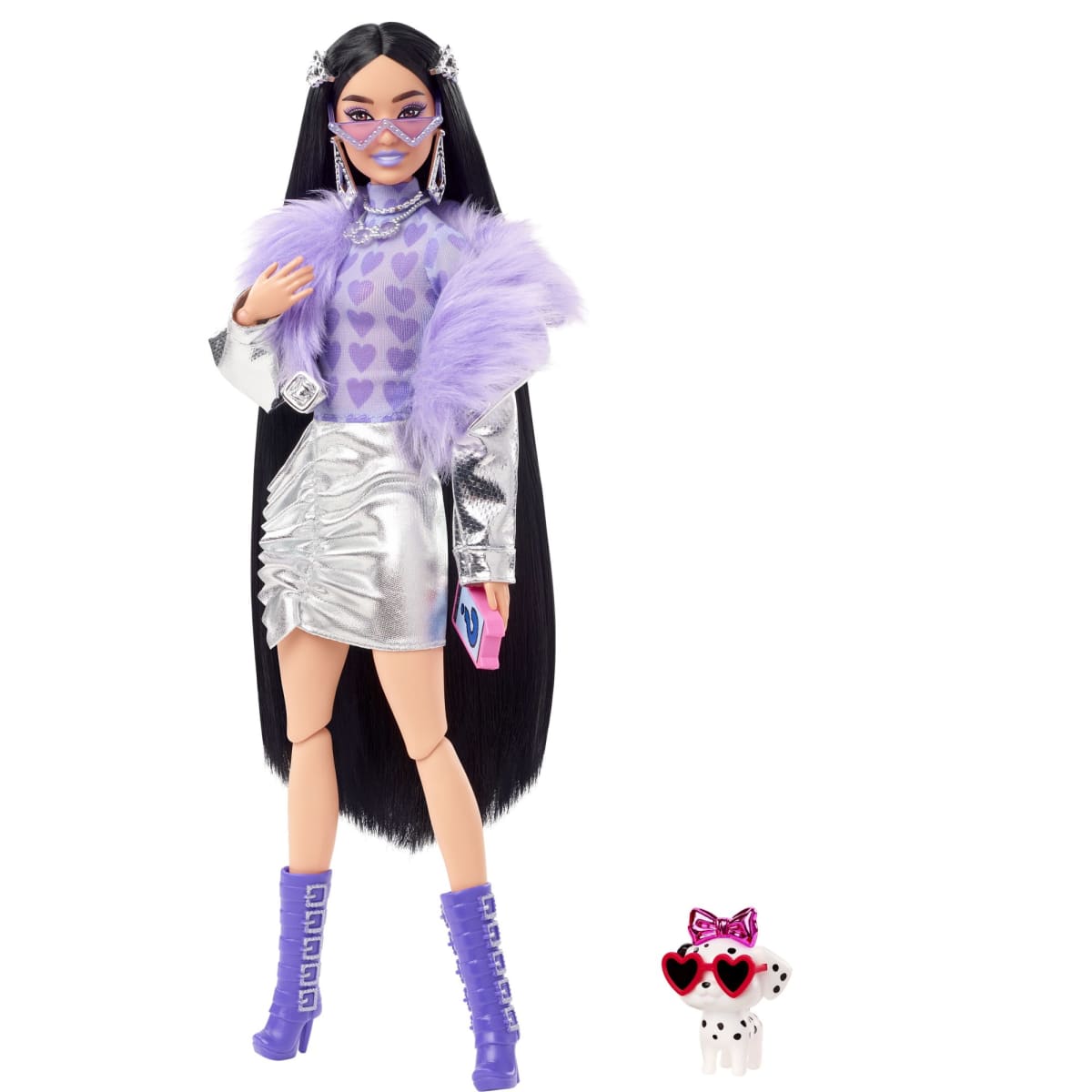 Barbie Extra Doll Purple Fur And Boots nukke  verkkokauppa