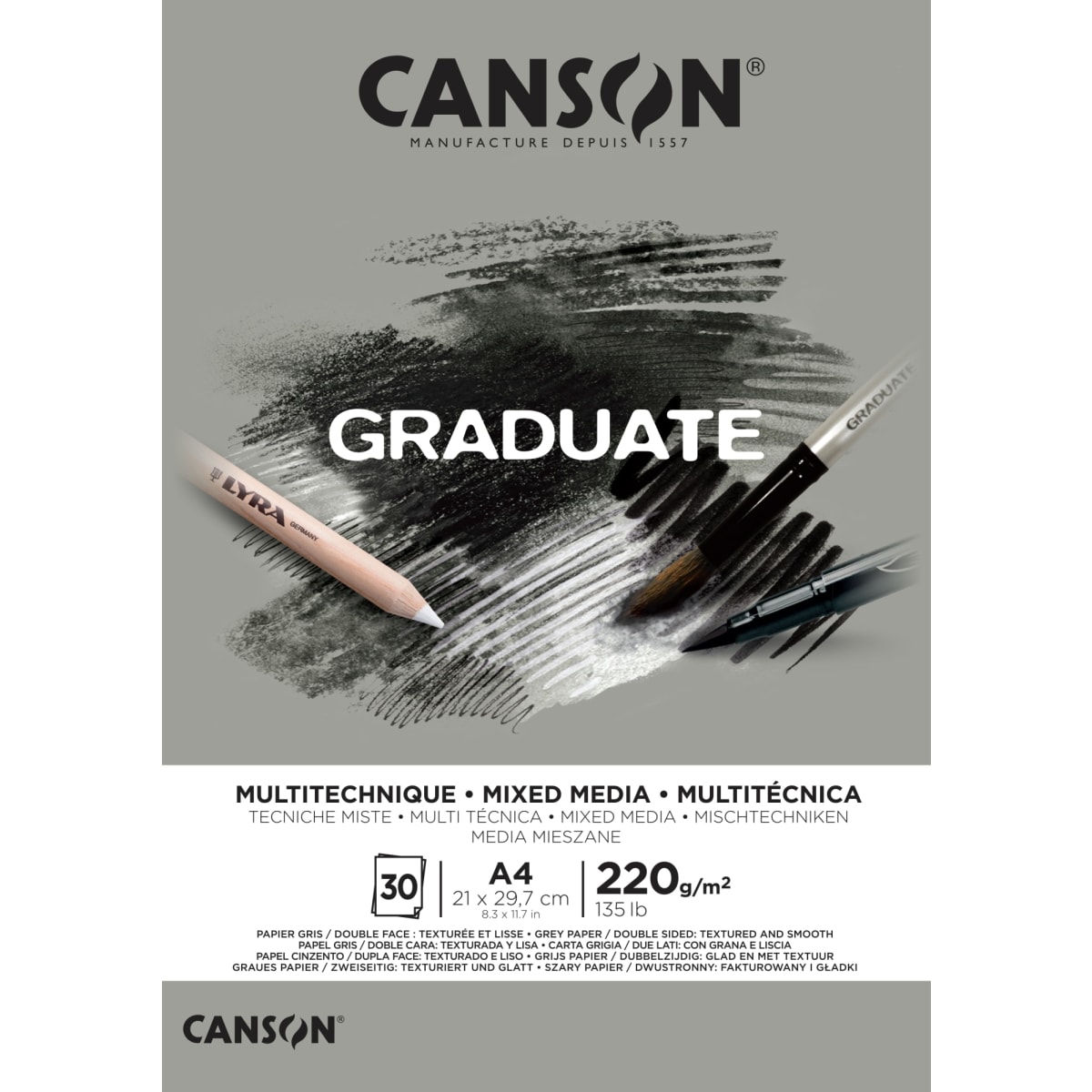 Canson Graduate Mixed Media Grey lehtiö  verkkokauppa