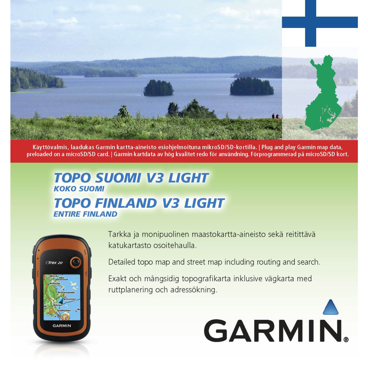 Garmin Topo Suomi V3 Light koko Suomi kartta  verkkokauppa