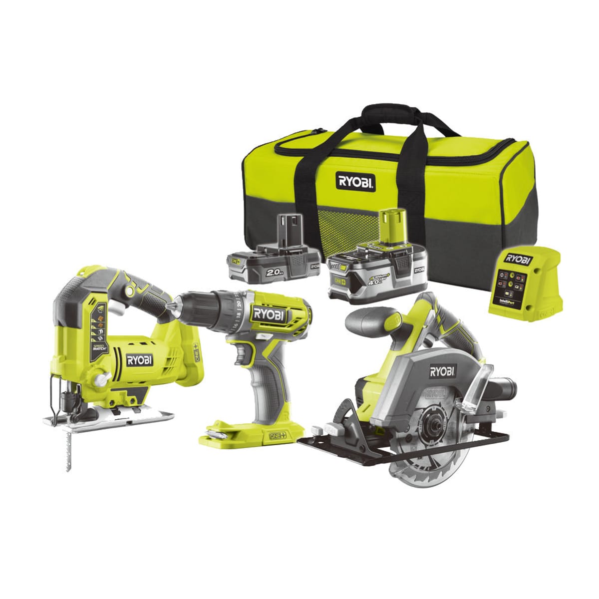 Ryobi One R18DDJSCSP 242S 18V 4Ah akkukonesarja