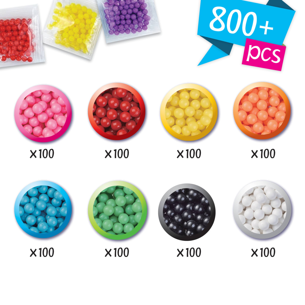 Aquabeads Solid Bead Pack - Create Endless Creations with Refill of Over  800 Beads!