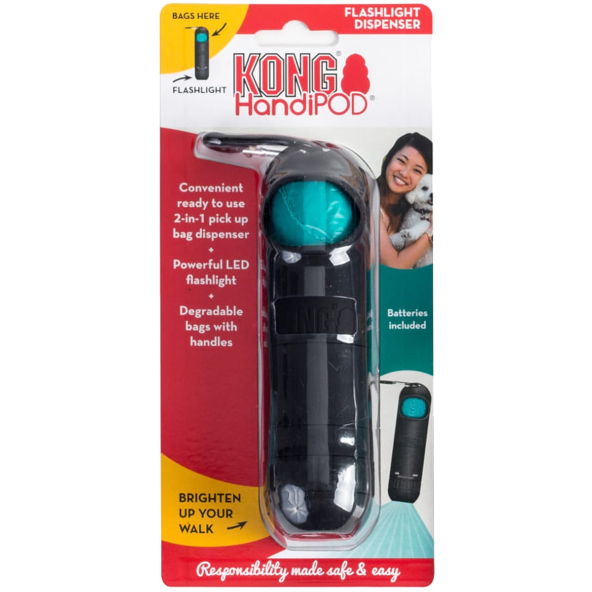 Kong handipod bag dispenser and hot sale flashlight