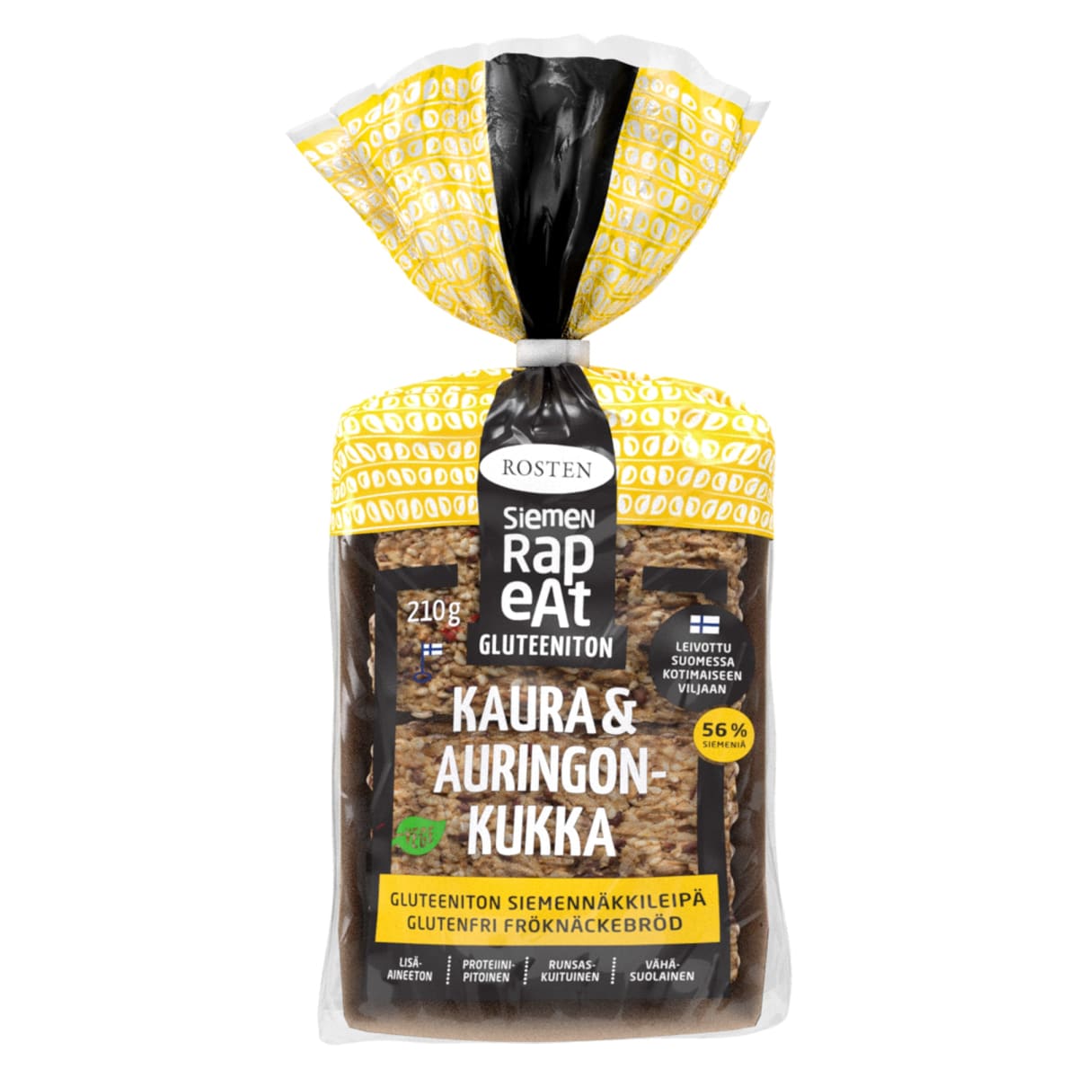 Rosten Siemenrapeat Gluteeniton Kaura & Auringonkukka 210g siemennäkkileipä   verkkokauppa