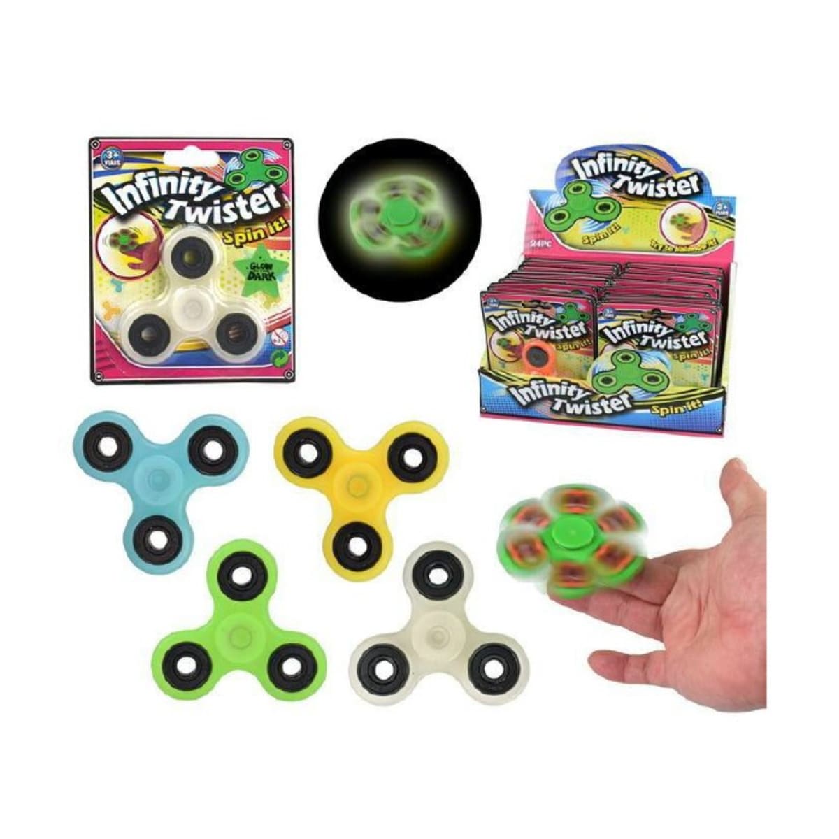 Infinity Twister pimeässä hohtava fidget spinner   verkkokauppa