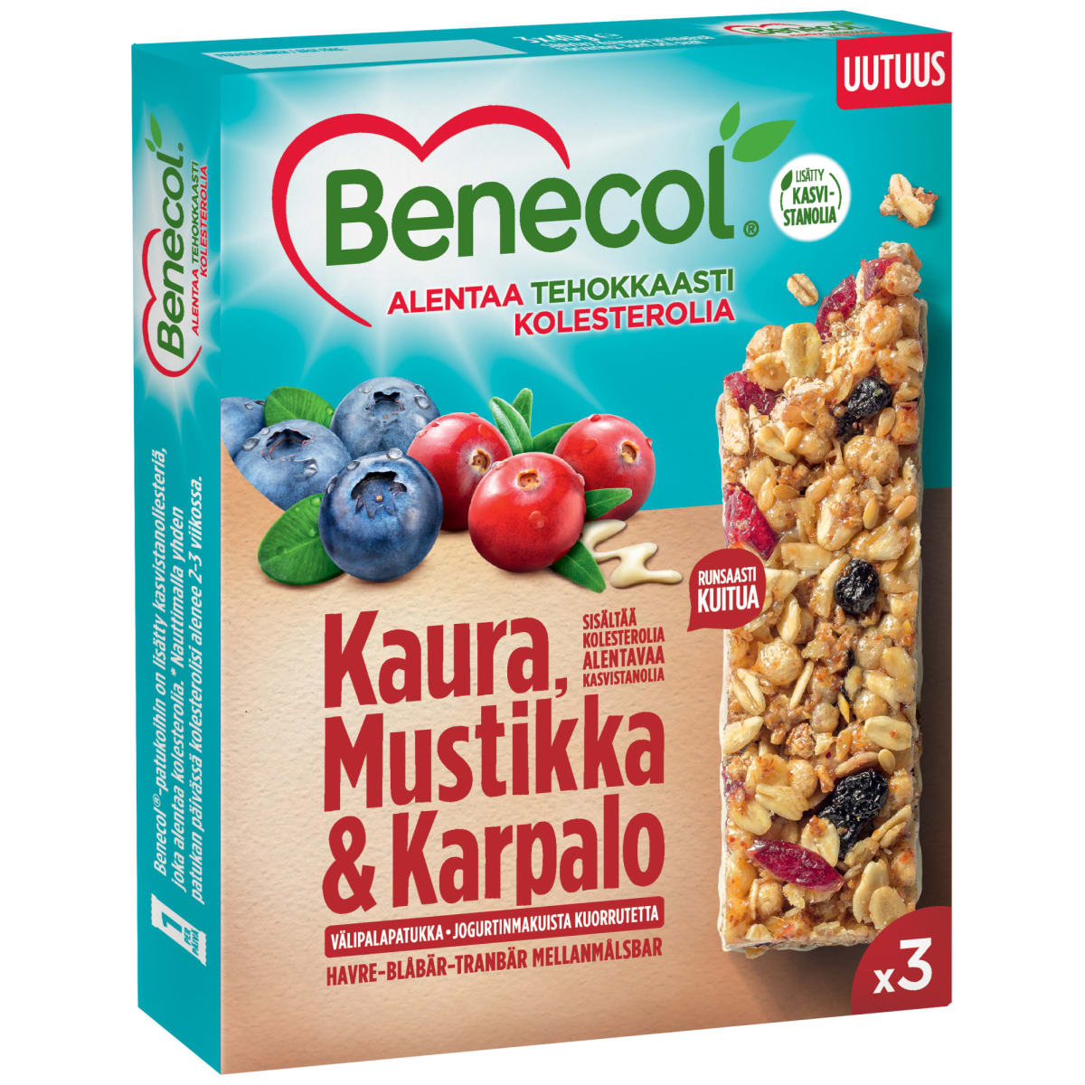 Benecol 3x40g kaura-mustikka-karpalo kolesterolia alentava välipalapatukka   verkkokauppa