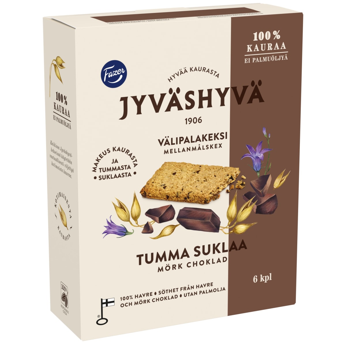 Fazer Jyväshyvä tumma suklaa 6x30 g välipalakeksi | Karkkainen.com  verkkokauppa