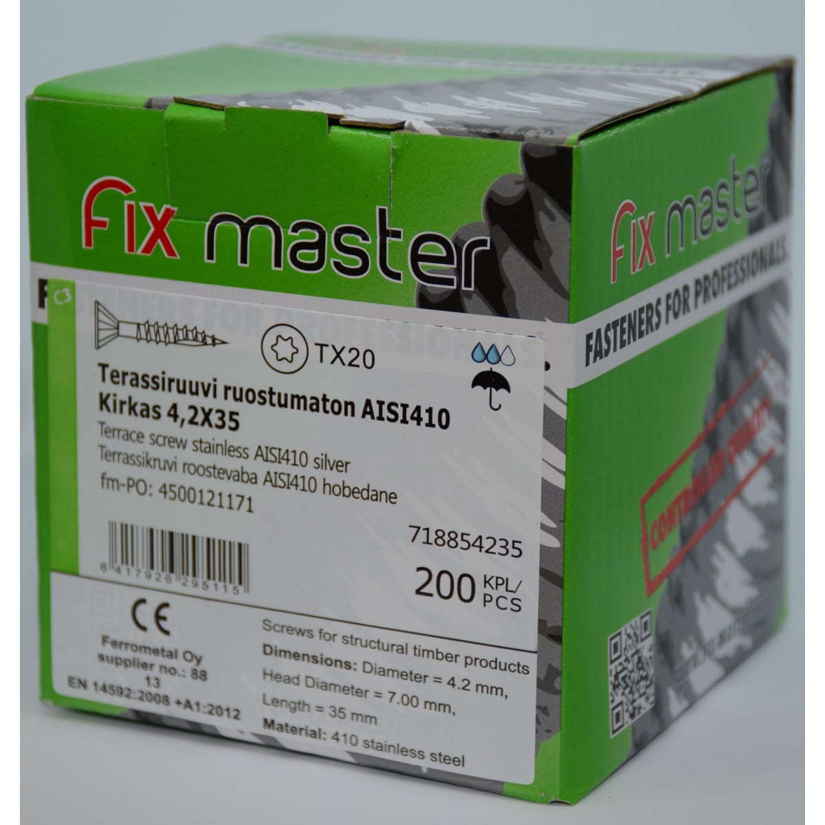 Fixmaster aisi 410 + ruspert, Tx20 4,2x35 200 kpl terassiruuvi   verkkokauppa