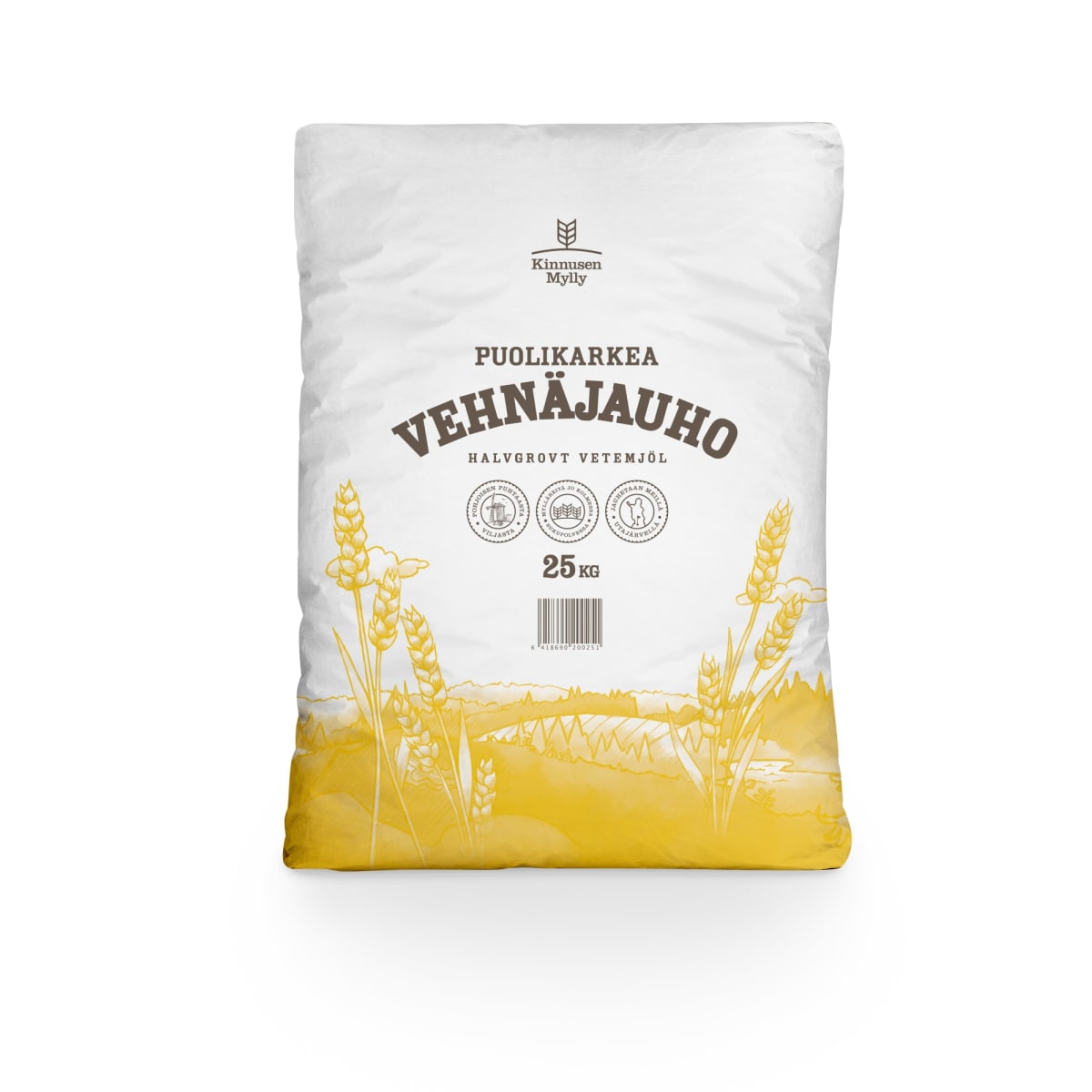 Kinnusen Mylly 25kg puolikarkea vehnäjauho