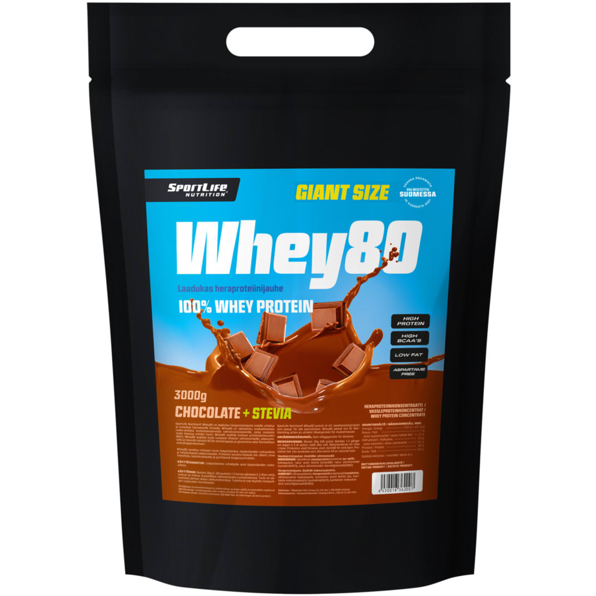 Sportlife Whey 80 Chocolate+Stevia 3 kg proteiinijauhe   verkkokauppa