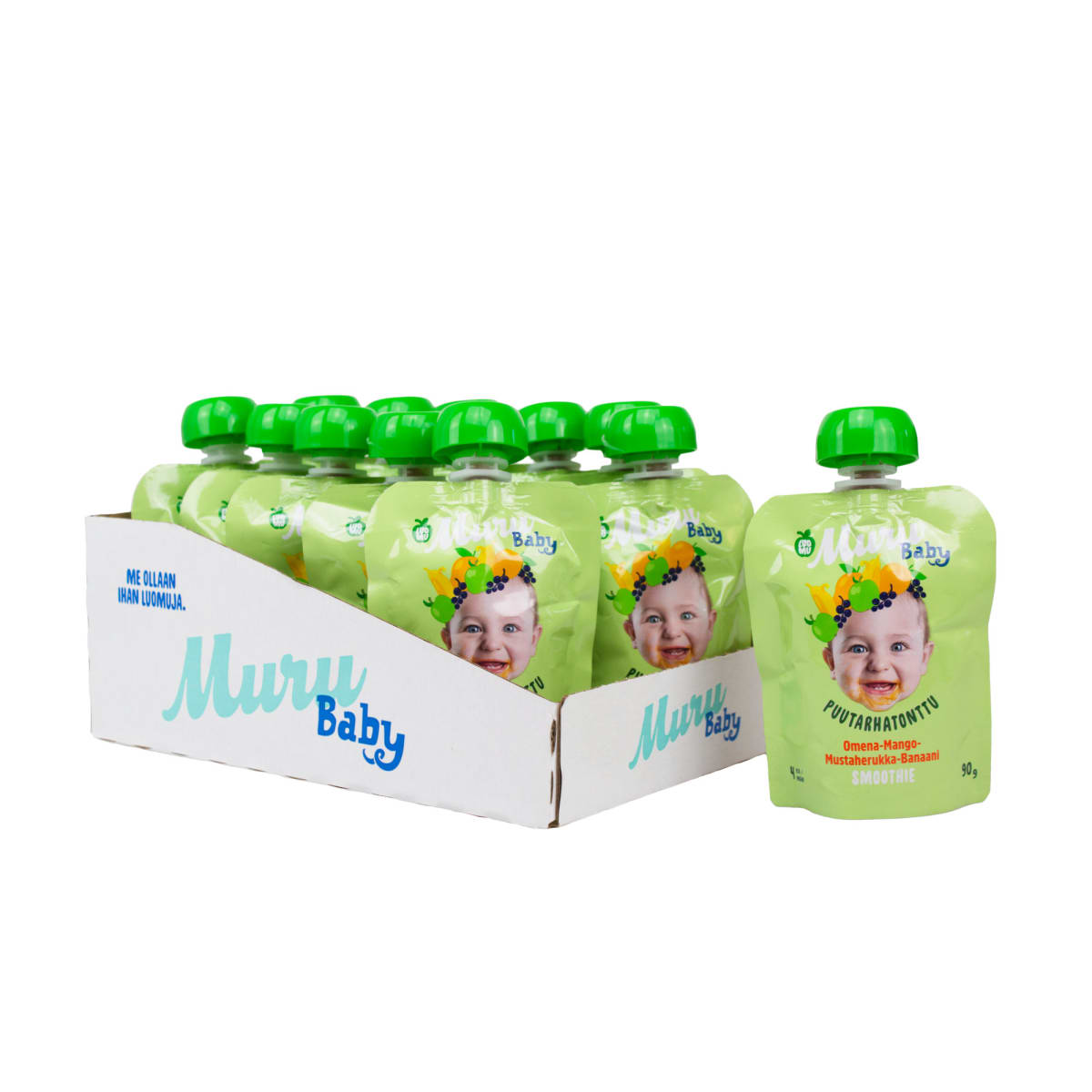 Muru Baby Puutarhatonttu Omena-Mango Mustaherukka-Banaani 4kk 12x90g  smoothie  verkkokauppa