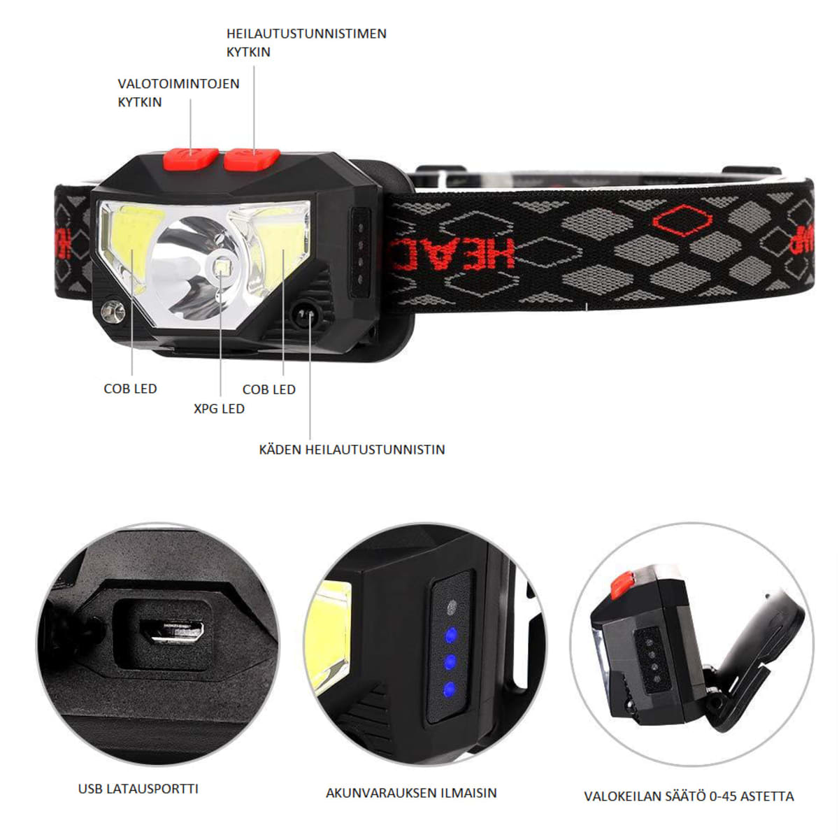 Out-Zone 100 USB-ladattava otsalamppu  verkkokauppa