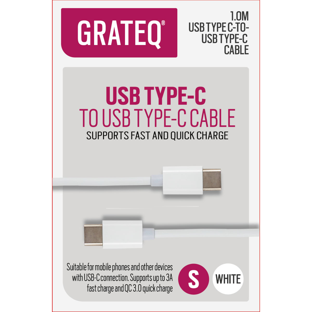 Grateq USB-C/USB-C Quick 1,0 m latauskaapeli  verkkokauppa