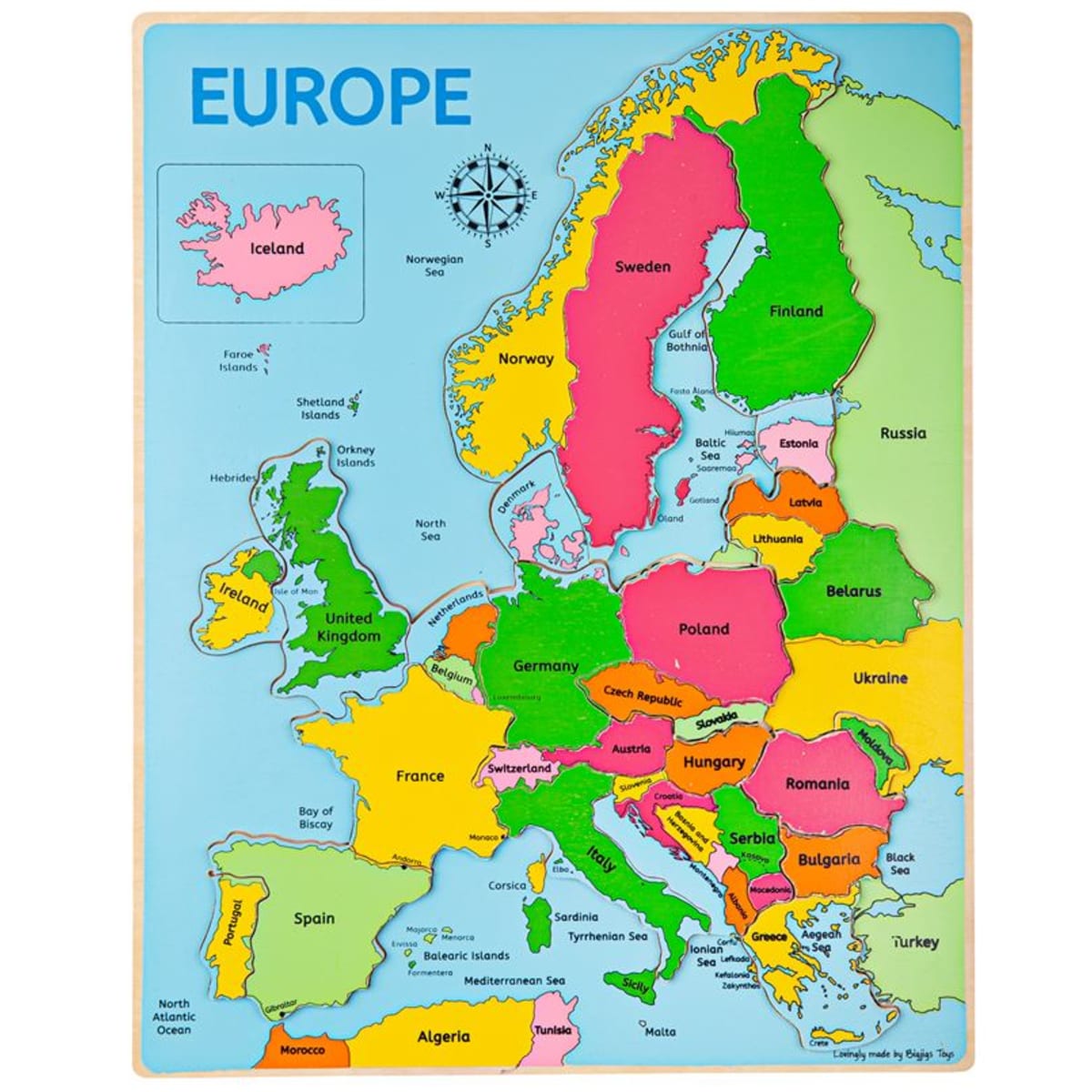 BigJigs Europe Inset Puzzle Eurooppa puinen 25p palapeli   verkkokauppa