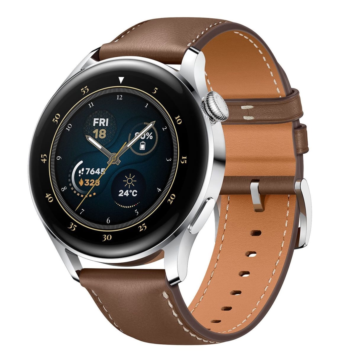 Huawei Watch 3 LTE älykello ruskealla nahkarannekkeella