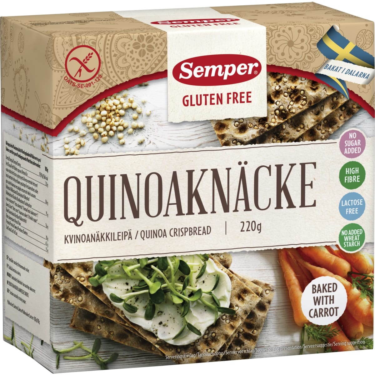 Semper 220g gluteeniton kvinoa näkkileipä  verkkokauppa