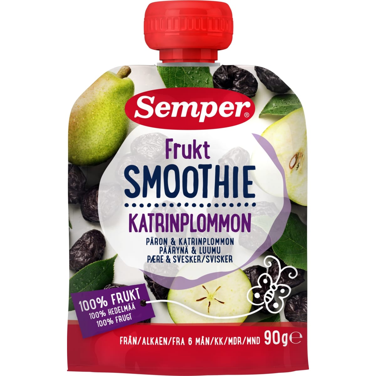 Semper Päärynä-Luumu 90g hedelmäsmoothie 6kk  verkkokauppa