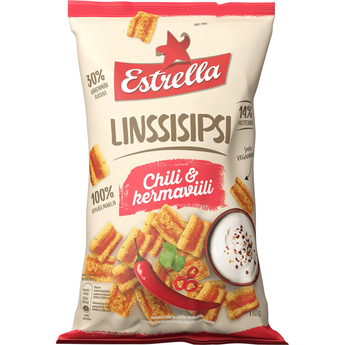 Estrella Chili & Kermaviili 110 g linssisipsipussi   verkkokauppa