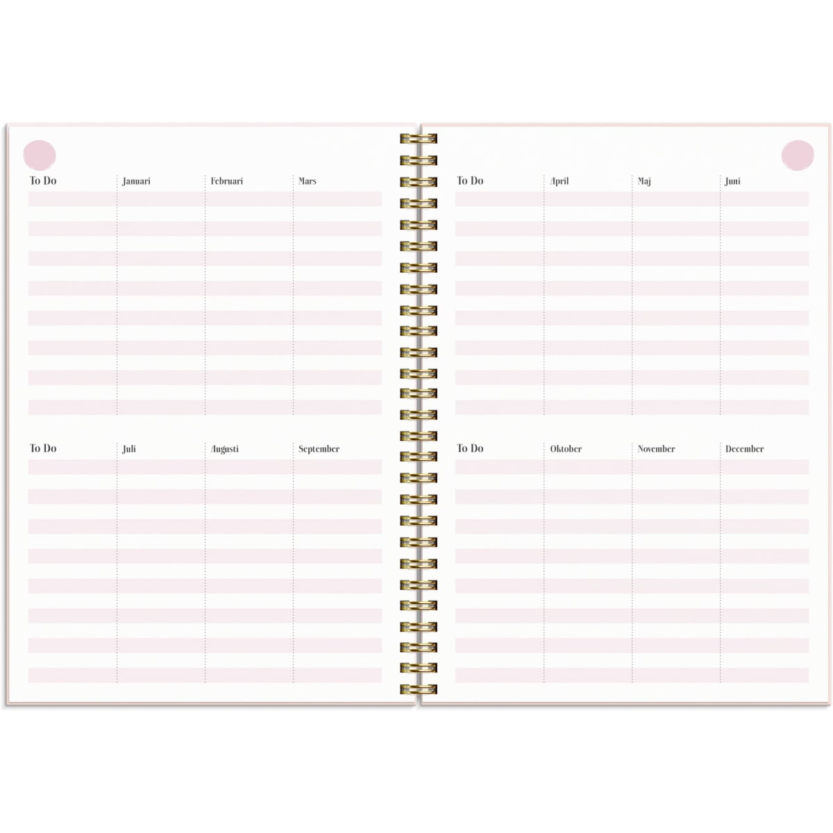 Burde Planner 2024, Daily & Weekly Planner, Life Planner Pink Horizontal, 18 December 2023-5 January 2025, Hardcover & Spiralbound A5 Format, Monthly & Yearly Overview