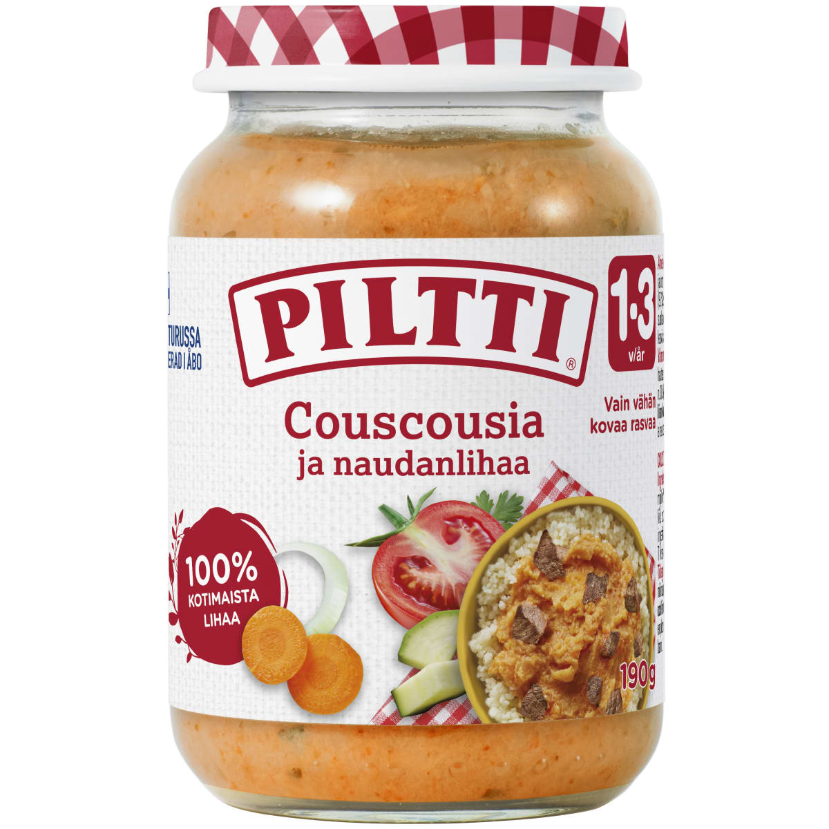 Piltti 190g Couscousia ja naudanlihaa lastenateria 1-3v   verkkokauppa