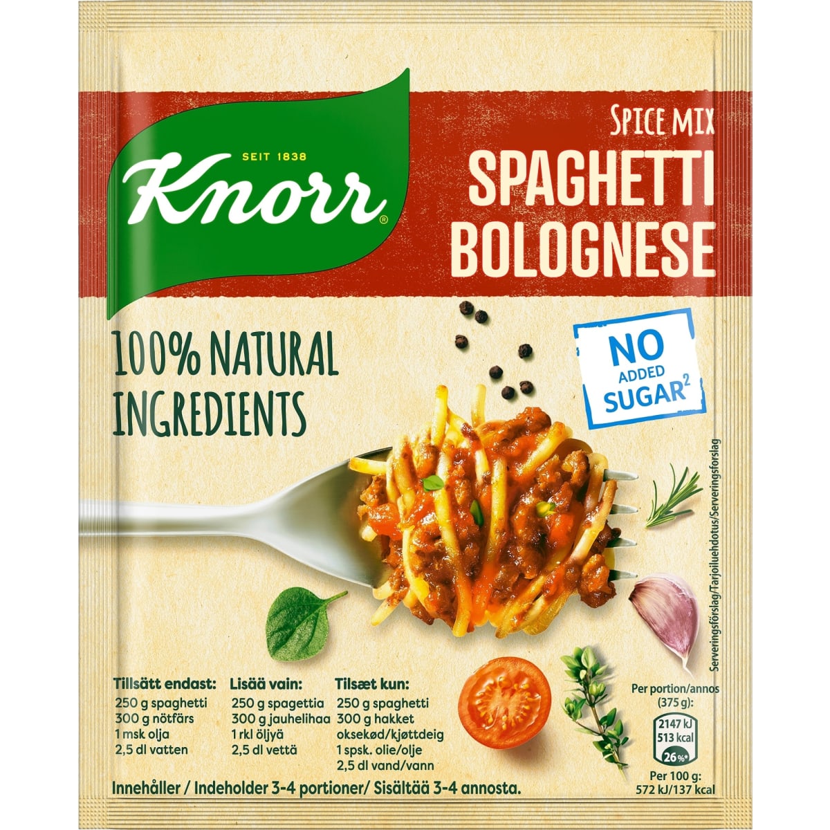 Knorr Spaghetti Bolognese 38 g ateria-aines  verkkokauppa