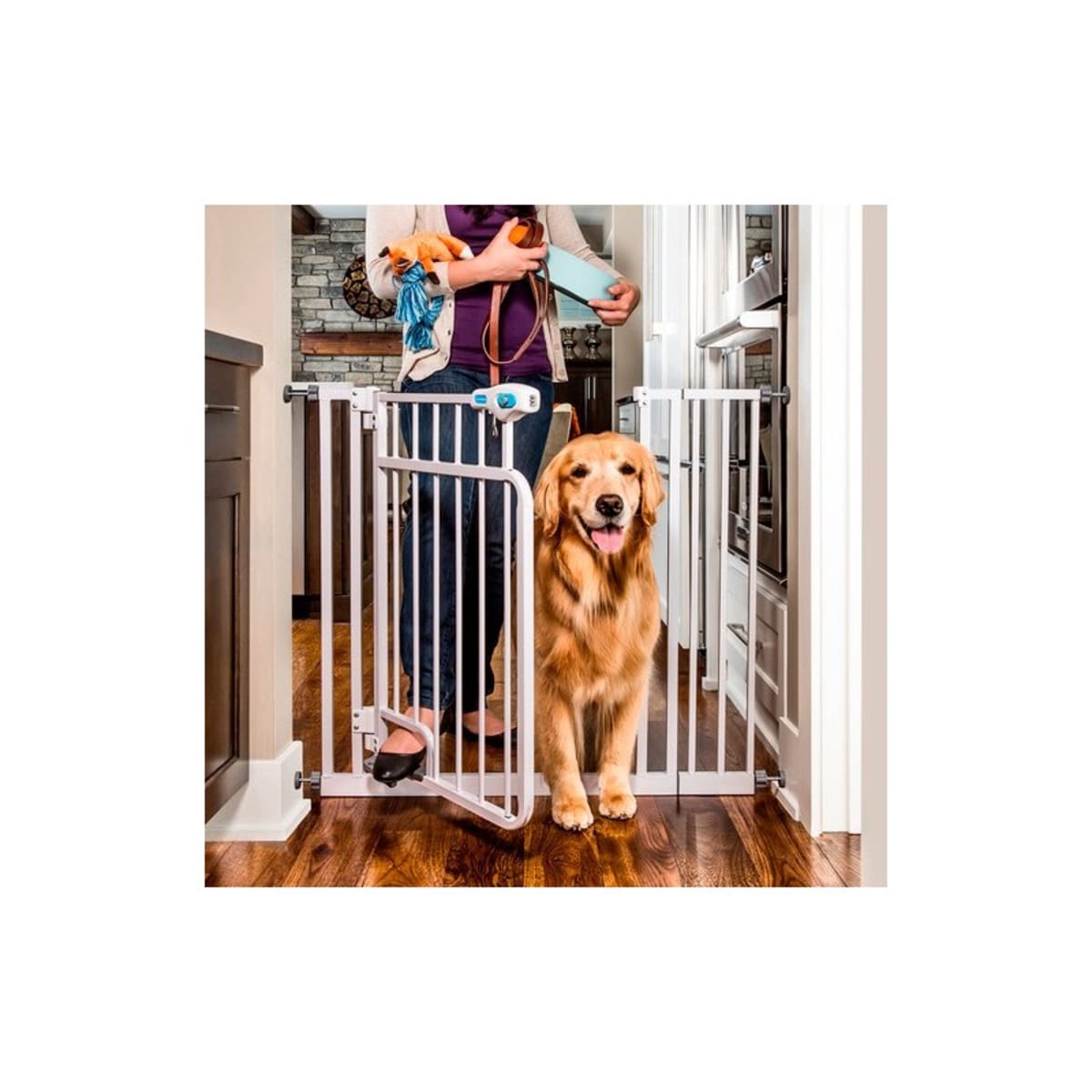 Hands free walk through pet gate hotsell