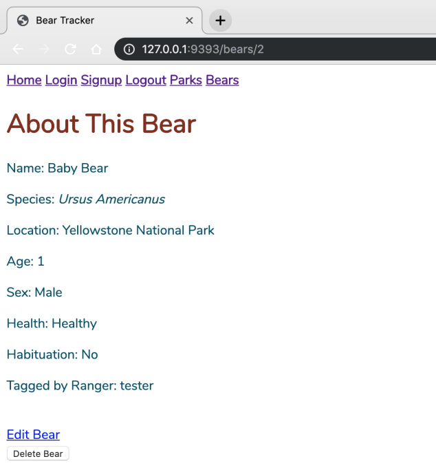 The bear show page