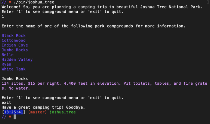screenshot of CLI project in terminal