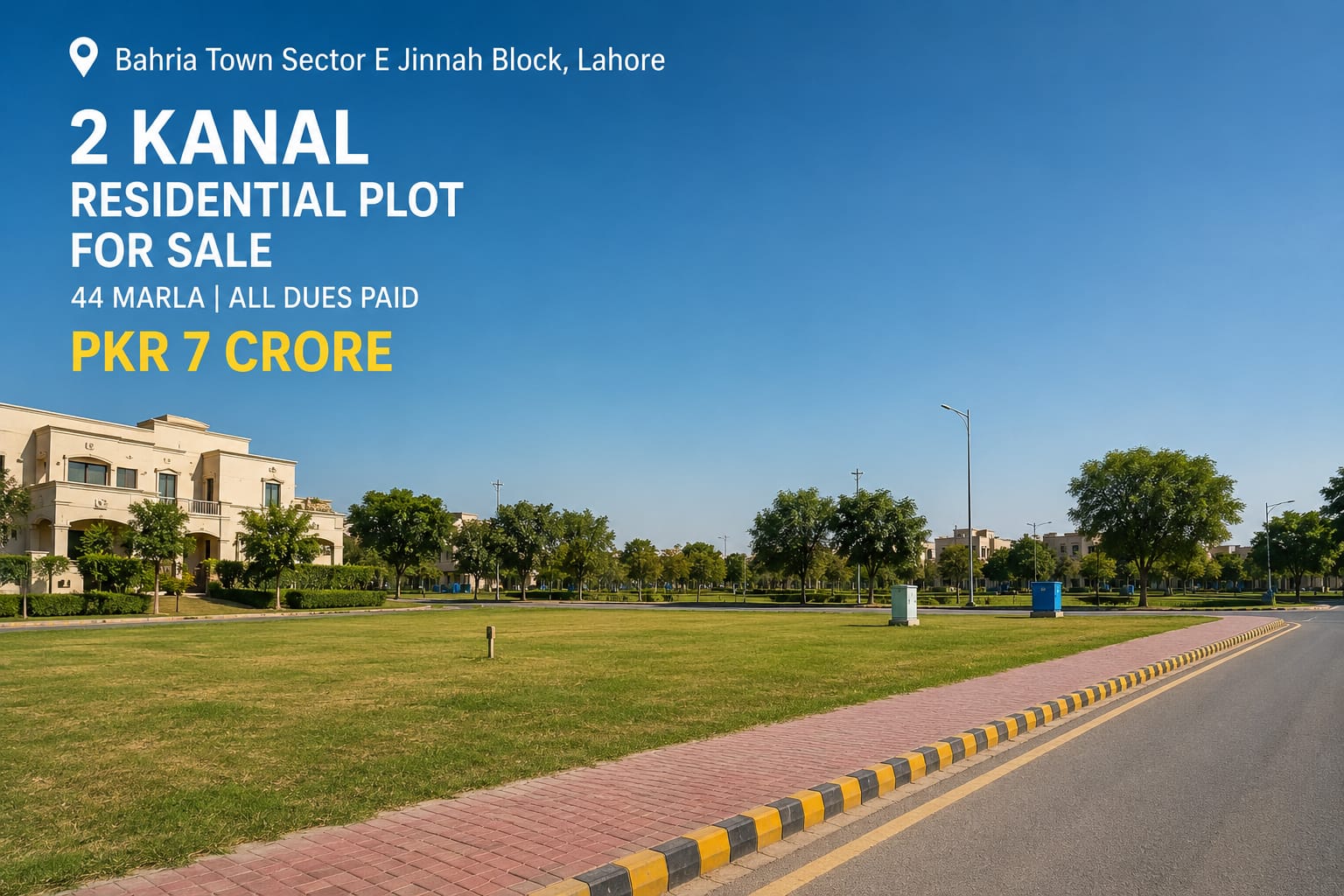 2 Kanal Residential Plot for Sale in Jinnah Block Bahria Town Lahore | 44 Marla | All Dues Paid