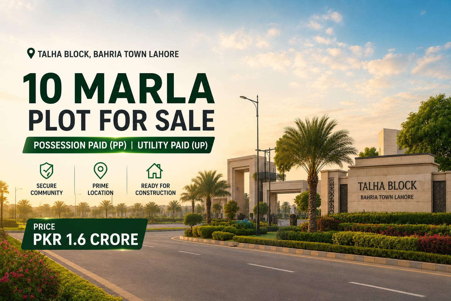10 Marla Plot for Sale in Talha Block, Bahria Town Lahore