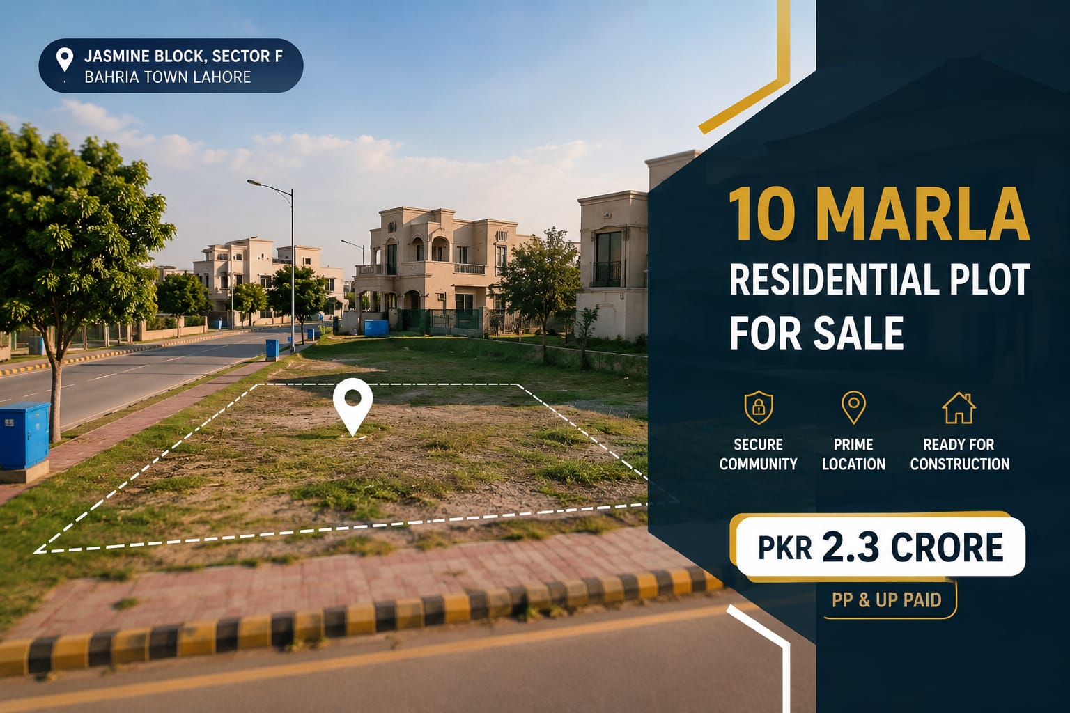 10 Marla residential plot for sale in Jasmine Block, Sector F, Bahria Town